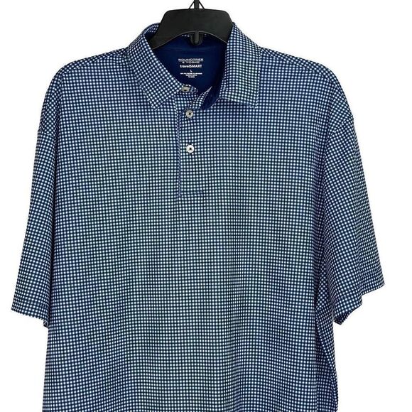 Roundtree & Yorke Gray Gingham Loose-Fit Short-Sleeve Polo Shirt Size L - Picture 3 of 10